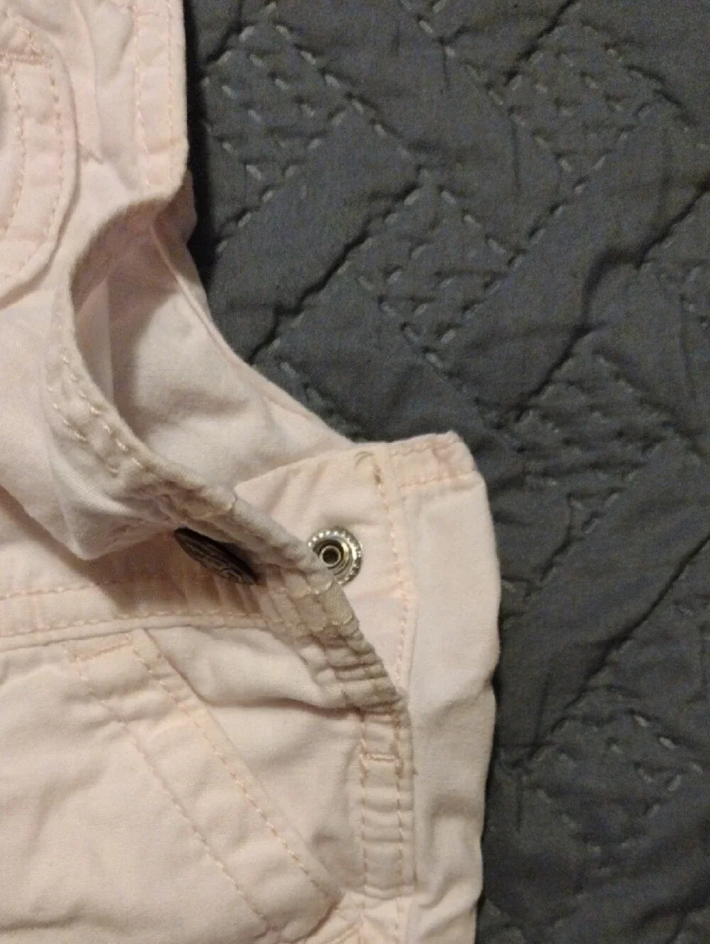 OshKosh B'gosh Cream Shortie Overalls with Heart Pocket